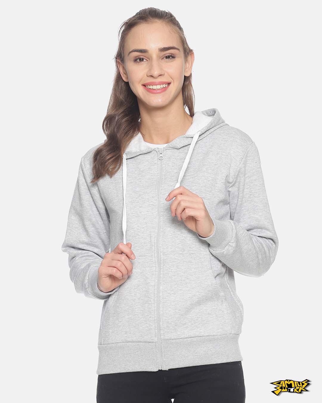 Buy Campus Sutra Women Stylish Zipper Solid Hooded Sweatshirt for Women ...