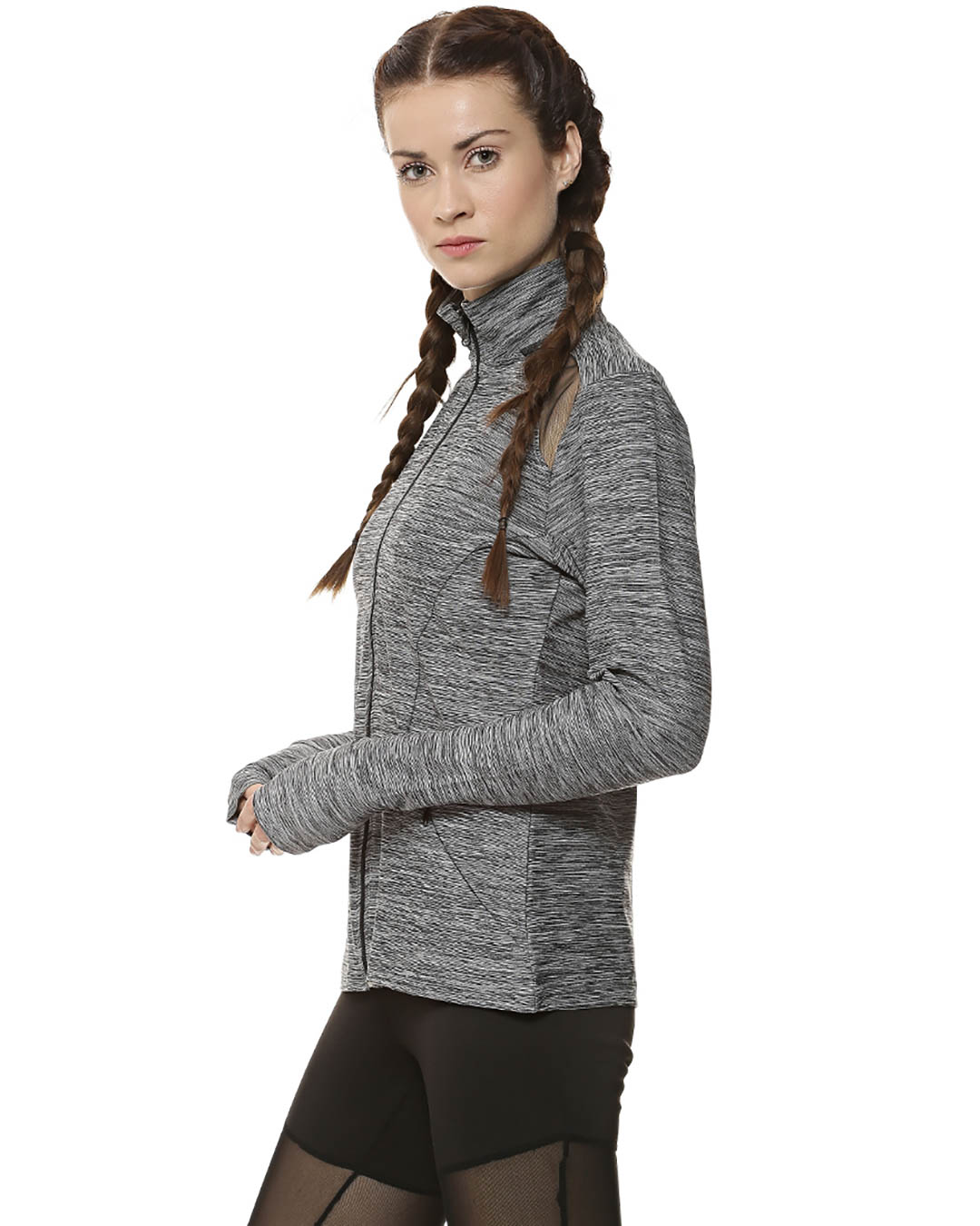 Shop Women's Grey Solid Sporty Jacket-Back