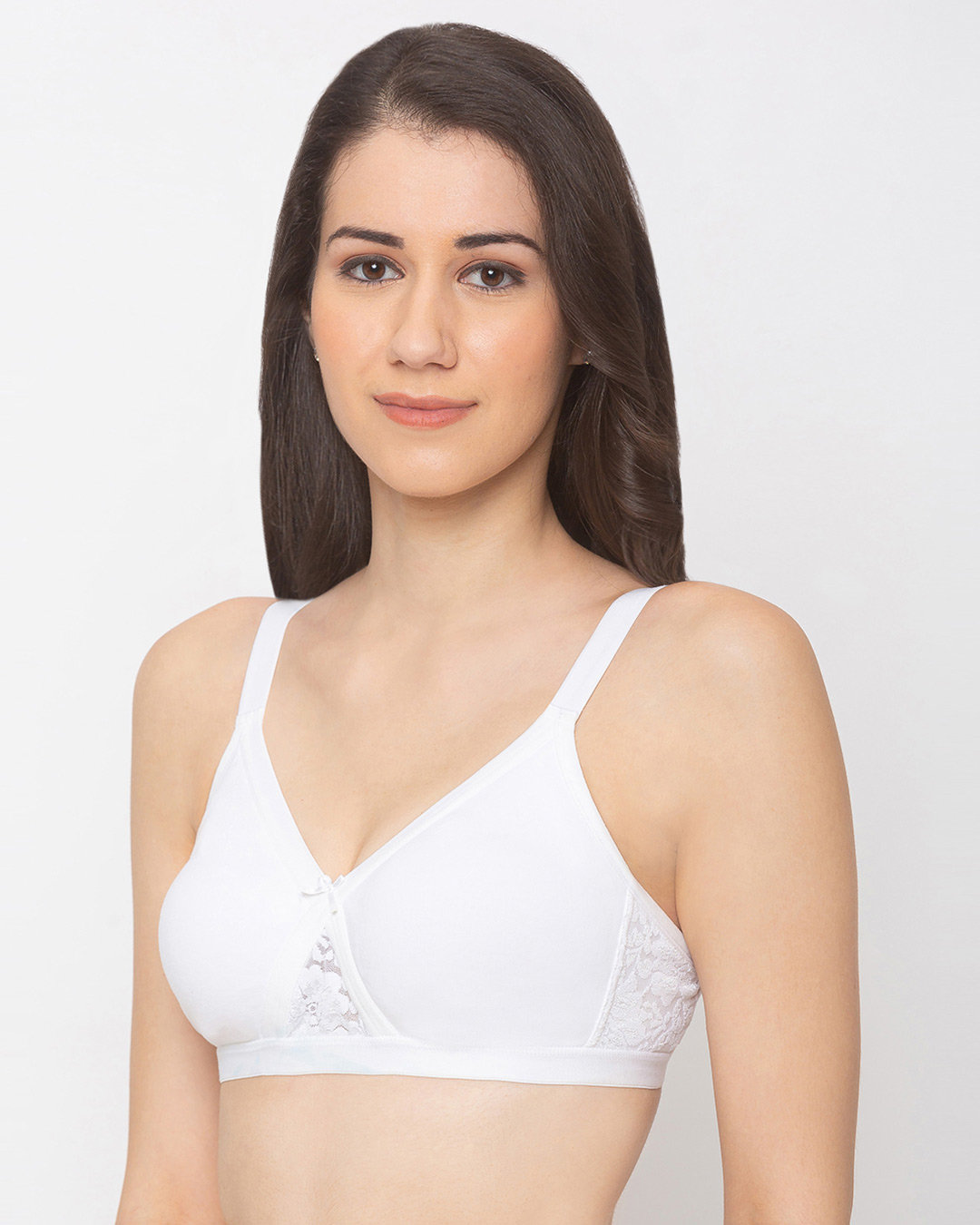 Shop Women's White Full Support Cotton Non Padded Wirefree Full Coverage-Back