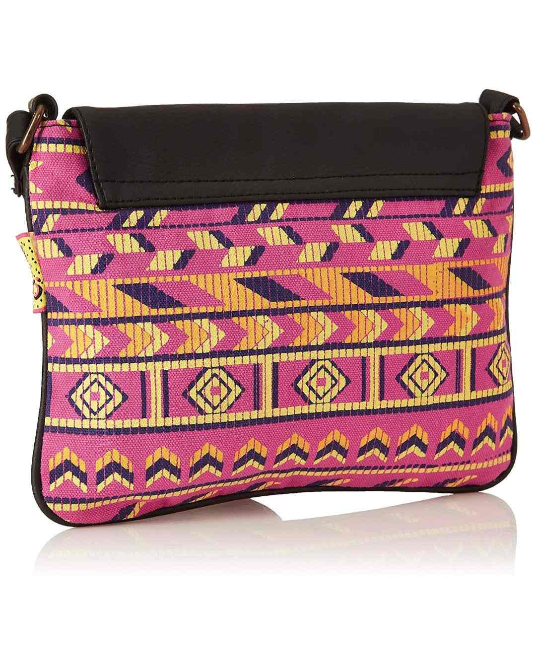 Shop Women's And Girls Crossbody Canvas Shoulder Sling Bag Pink-Back