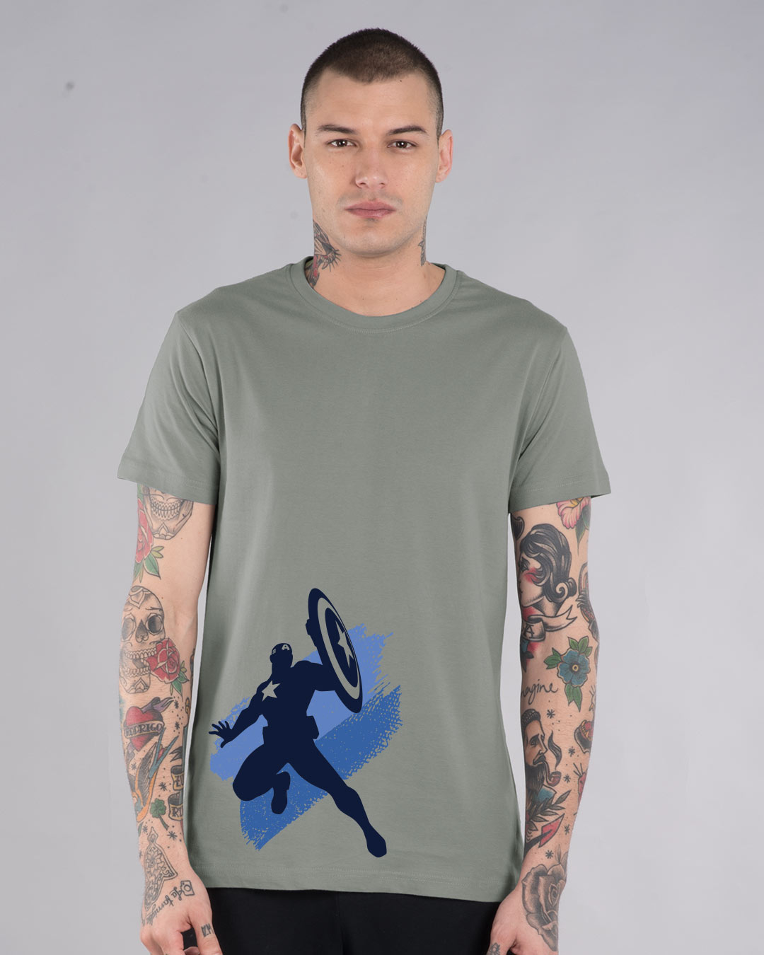 Shop Captain America Blues Half Sleeve T-Shirt (AVL)-Back
