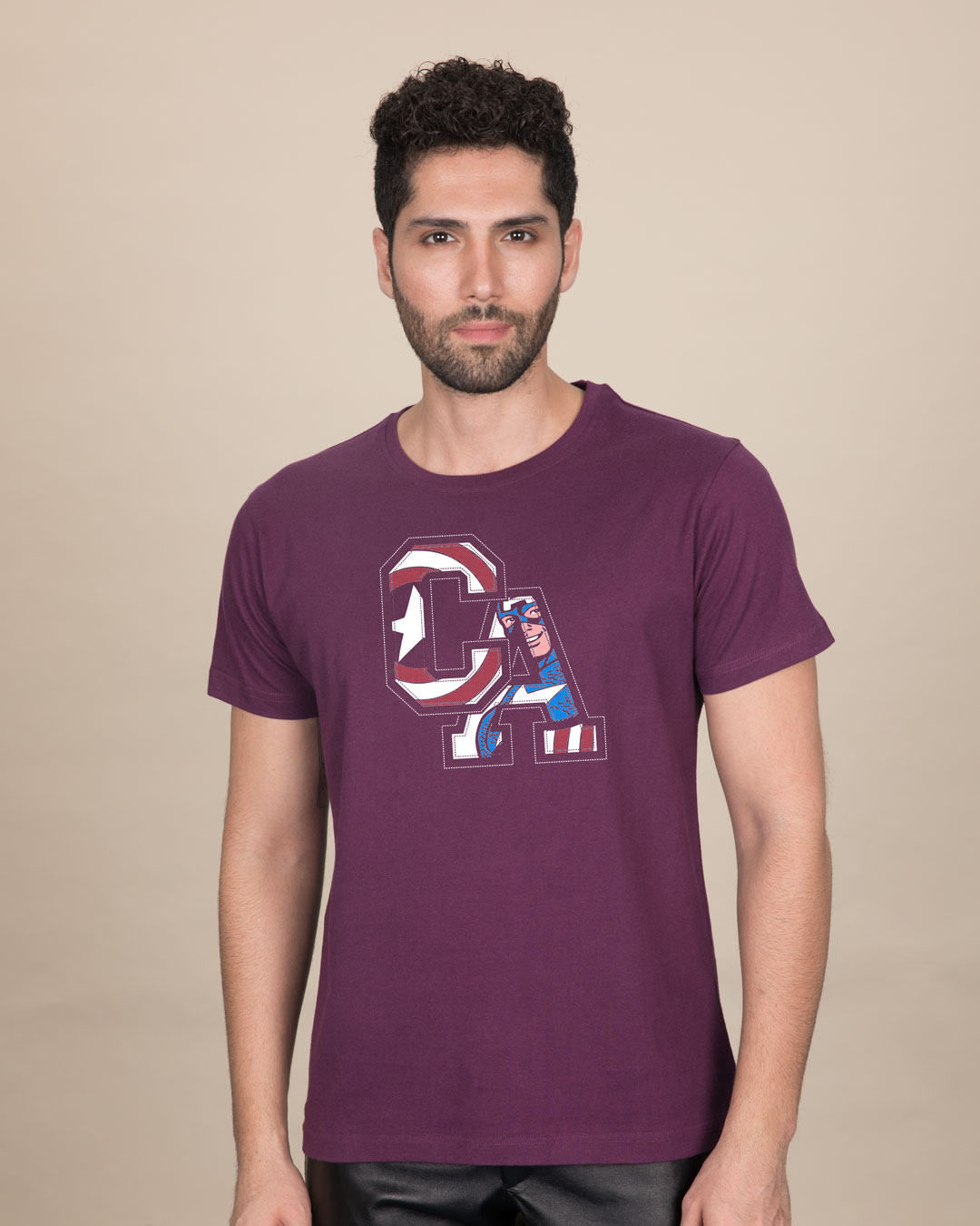 Shop Captain America Clip Half Sleeve T-Shirt (AVL)-Back