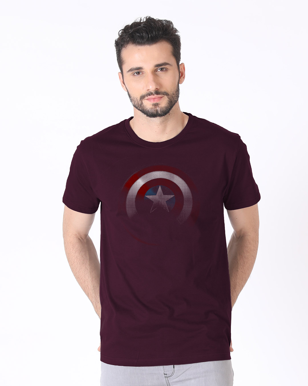 Shop Captain America Shadows Half Sleeve T-Shirt (AVL)-Back