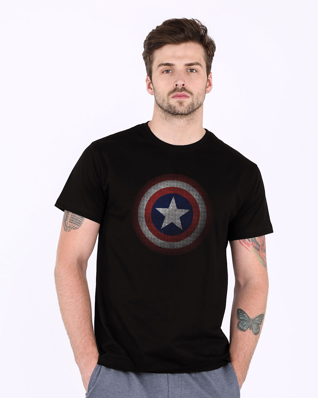 Shop Captain America Shield Version 2 Half Sleeve T-Shirt (AVL)-Back
