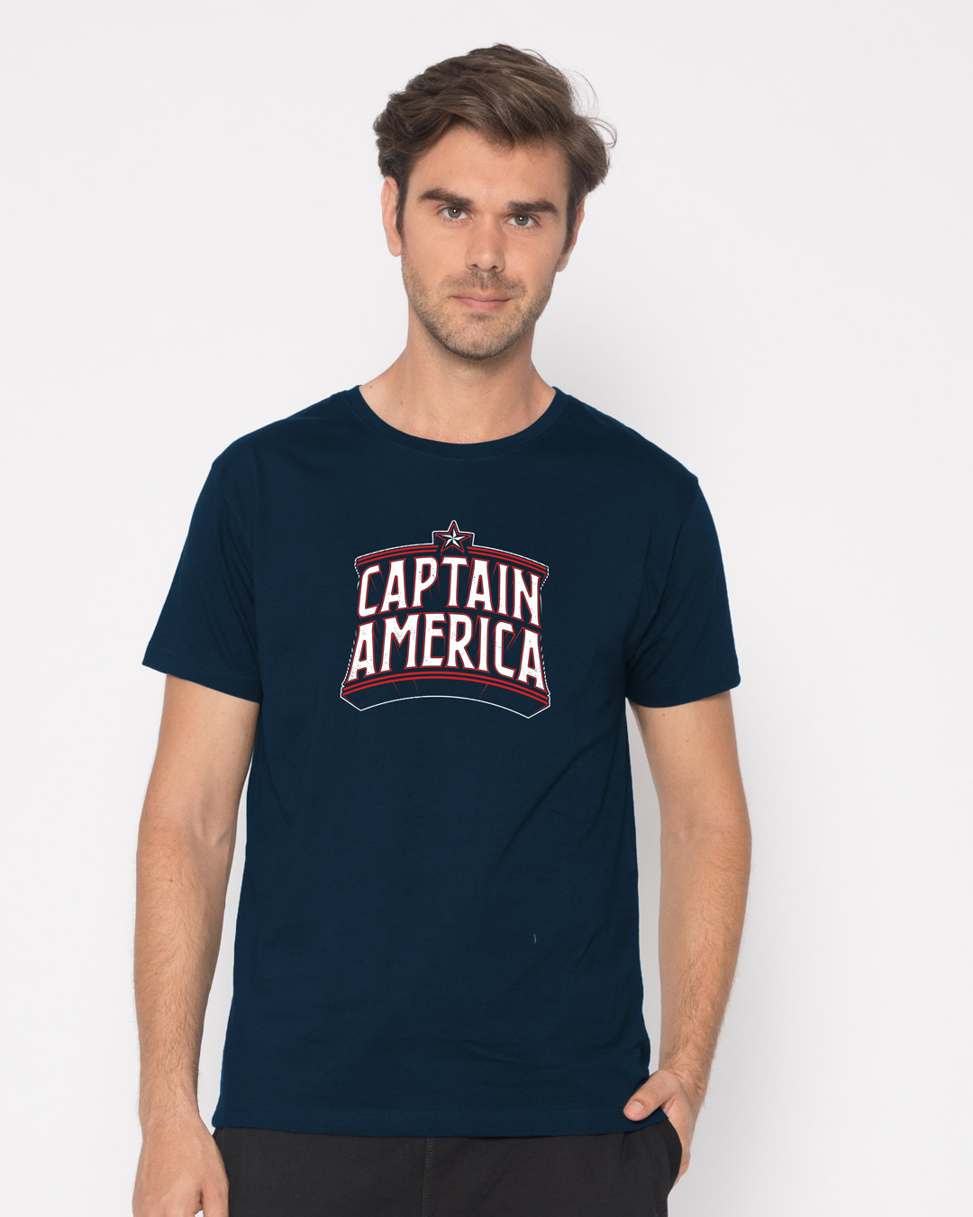 Shop Captain America Typo Half Sleeve T-Shirt (AVL)-Back