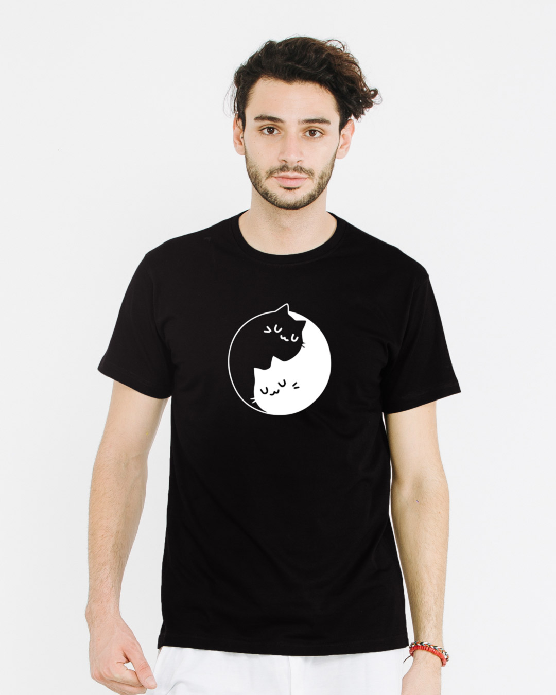 Shop Cat Yin Yang Half Sleeve T-Shirt-Back