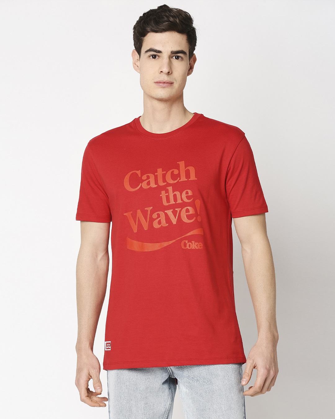 Shop Catch the Wave Coca- Cola Half Sleeves Tail Hem T-Shirt-Back