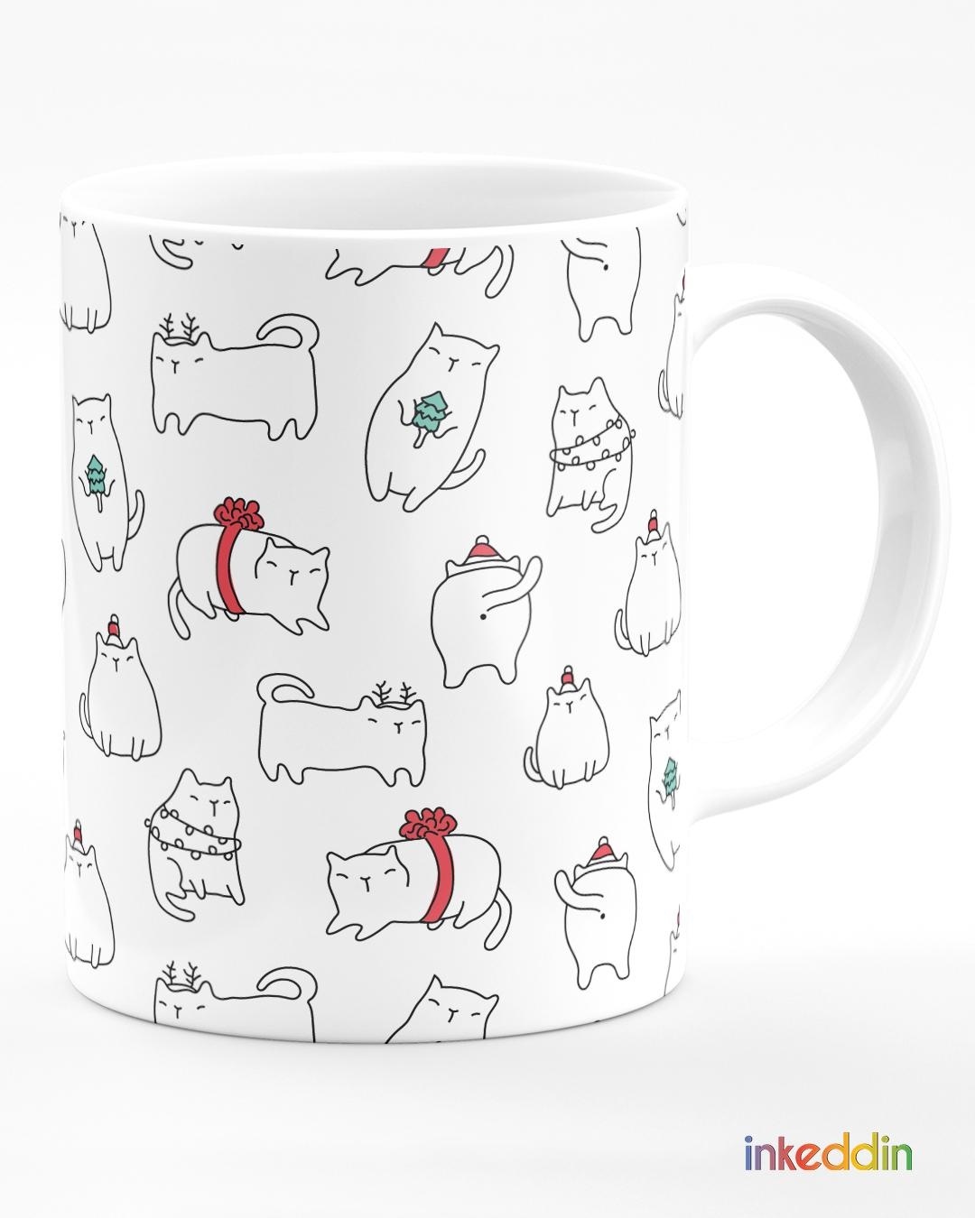Shop Cats Printed Ceramic Coffee Mug (330ml, Single piece)-Back