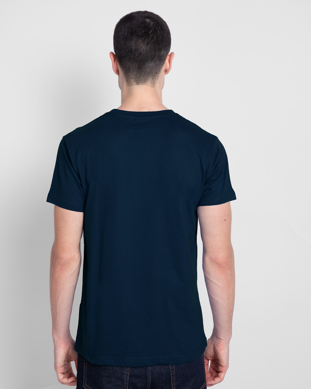 Shop Caution Safe Distance Half Sleeve T-Shirt Navy Blue-Back