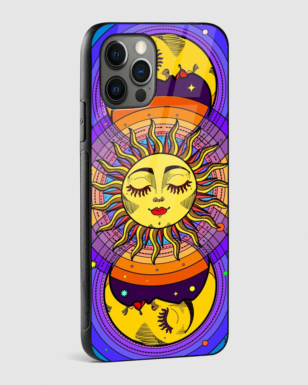 Shop Celestial Sun & Moon Groovy Premium Glass Case for Apple iPhone 15 Pro-Back