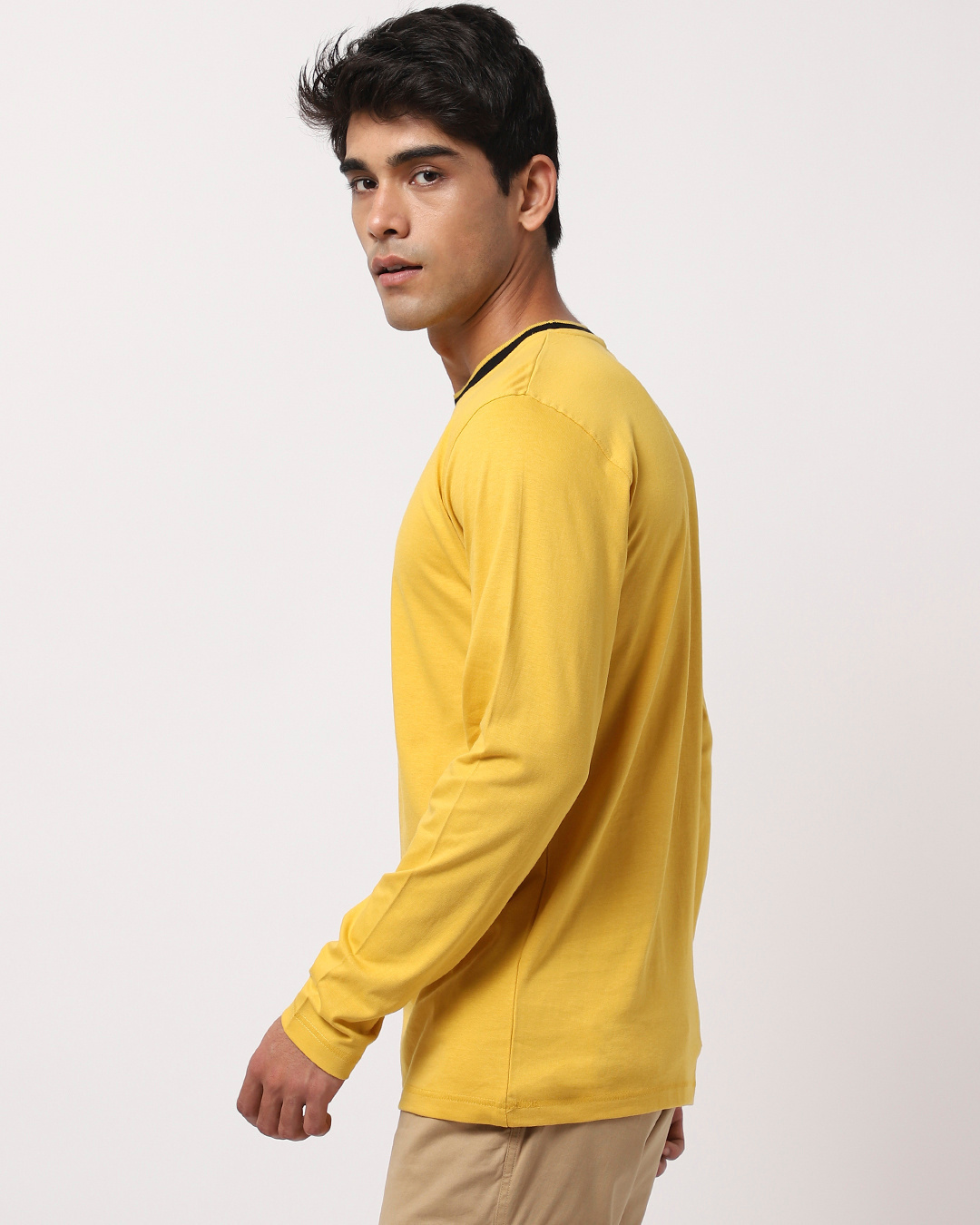 Shop Ceylon Yellow Full Sleeve Varsity T-shirt-Back