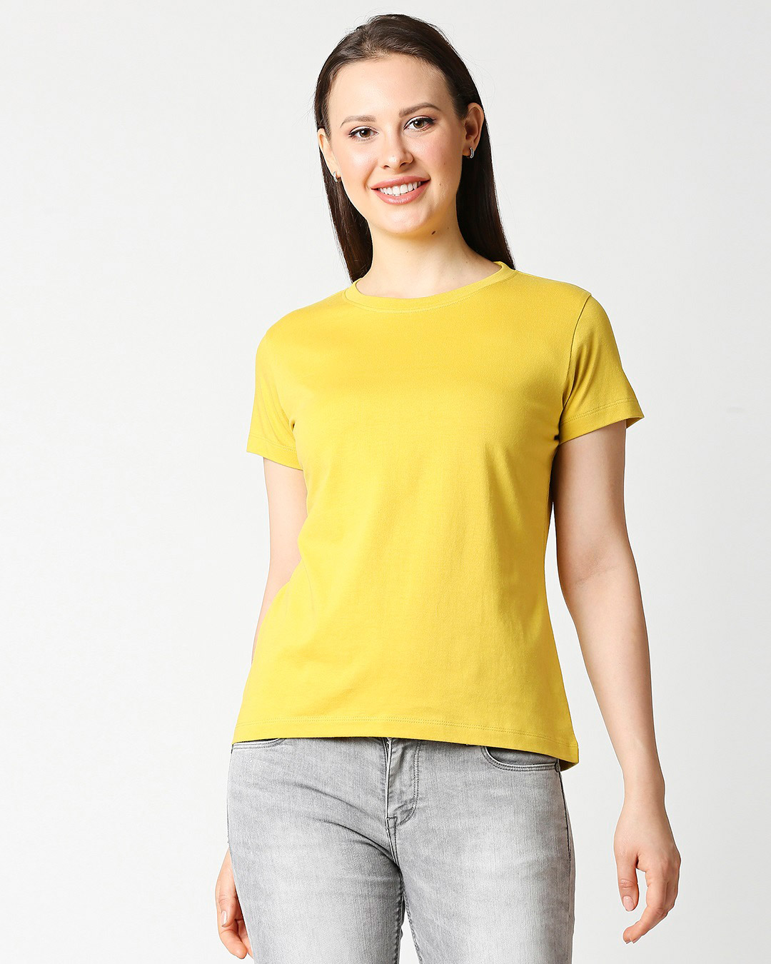 Shop Ceylon Yellow Half Sleeve Slim Fit T-Shirt-Back