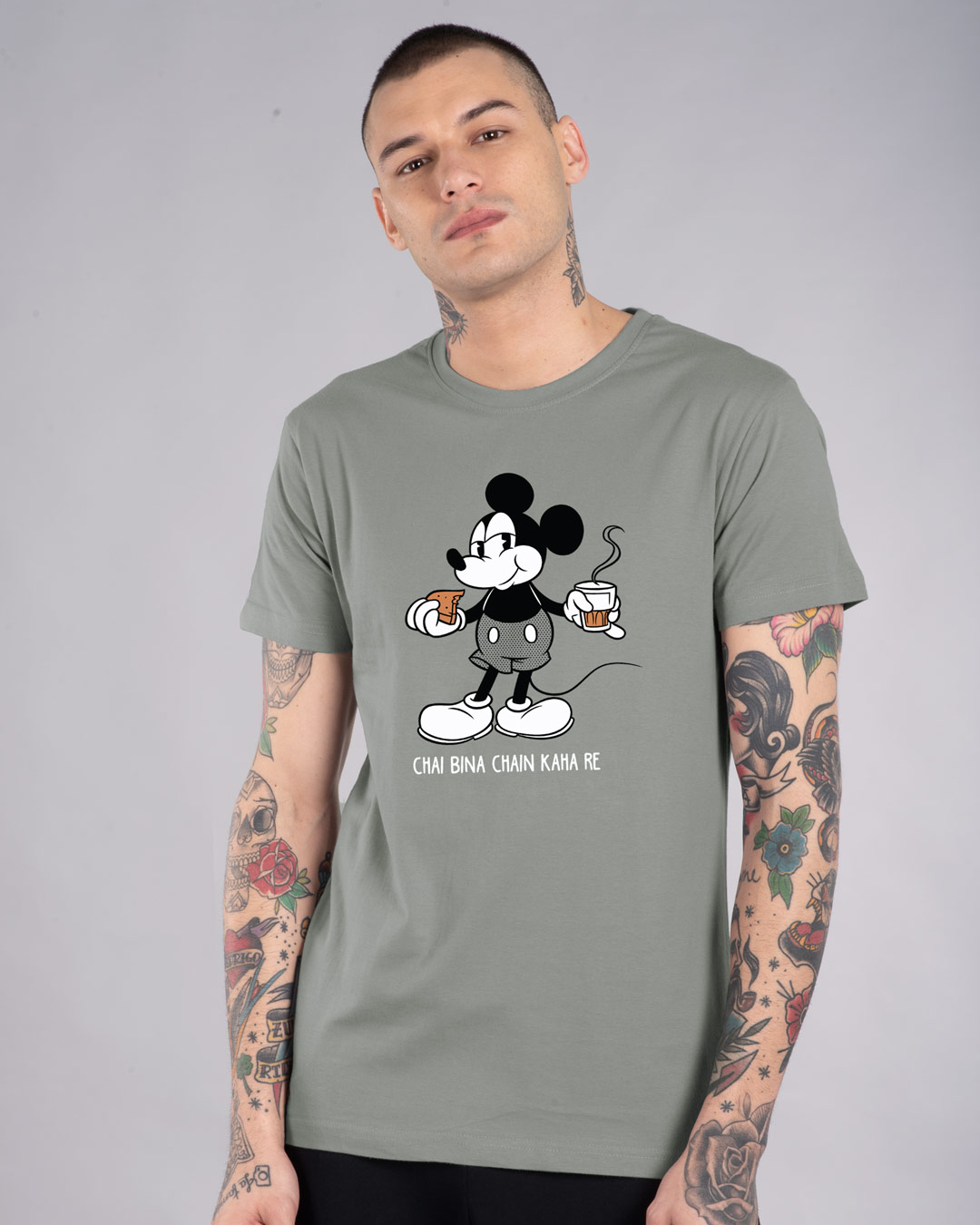 Shop Chai Lover Mickey Half Sleeve T-Shirt (DL)-Back