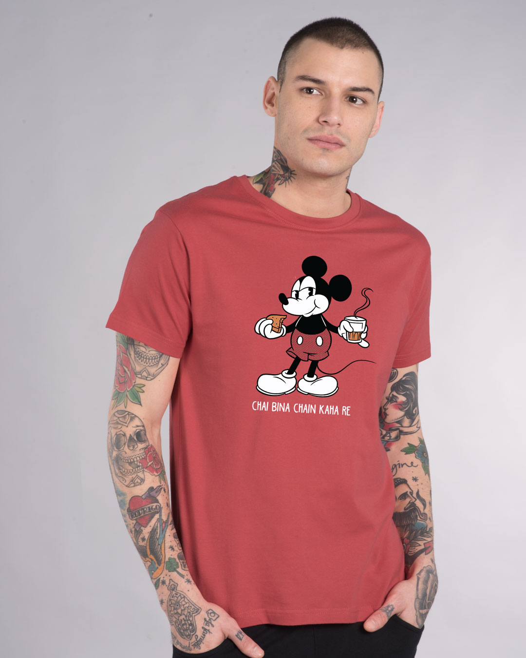 Shop Chai Lover Mickey Half Sleeve T-Shirt (DL)-Back