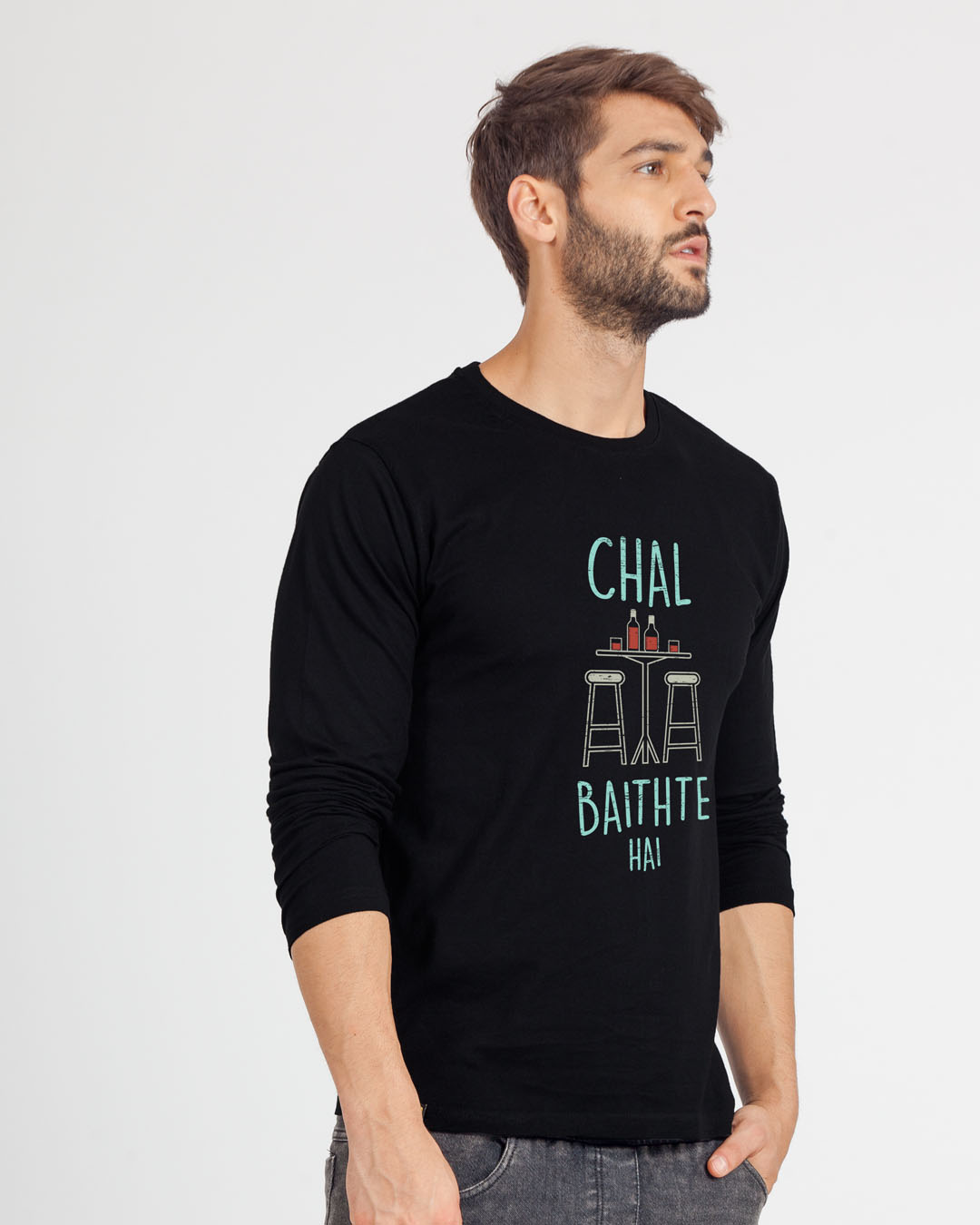 Shop Chal Baithte Hai Full Sleeve T-Shirt-Back