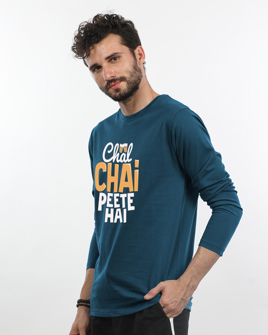 Shop Chal Chai Peete Hai Full Sleeve T-Shirt-Back