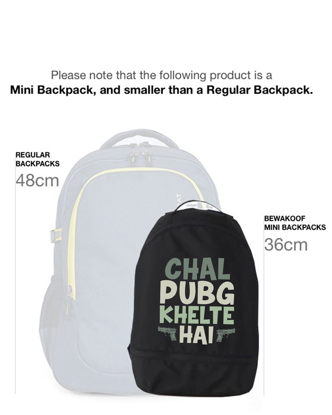 Shop Chal Pubg Khelte Hai Small Backpack-Back