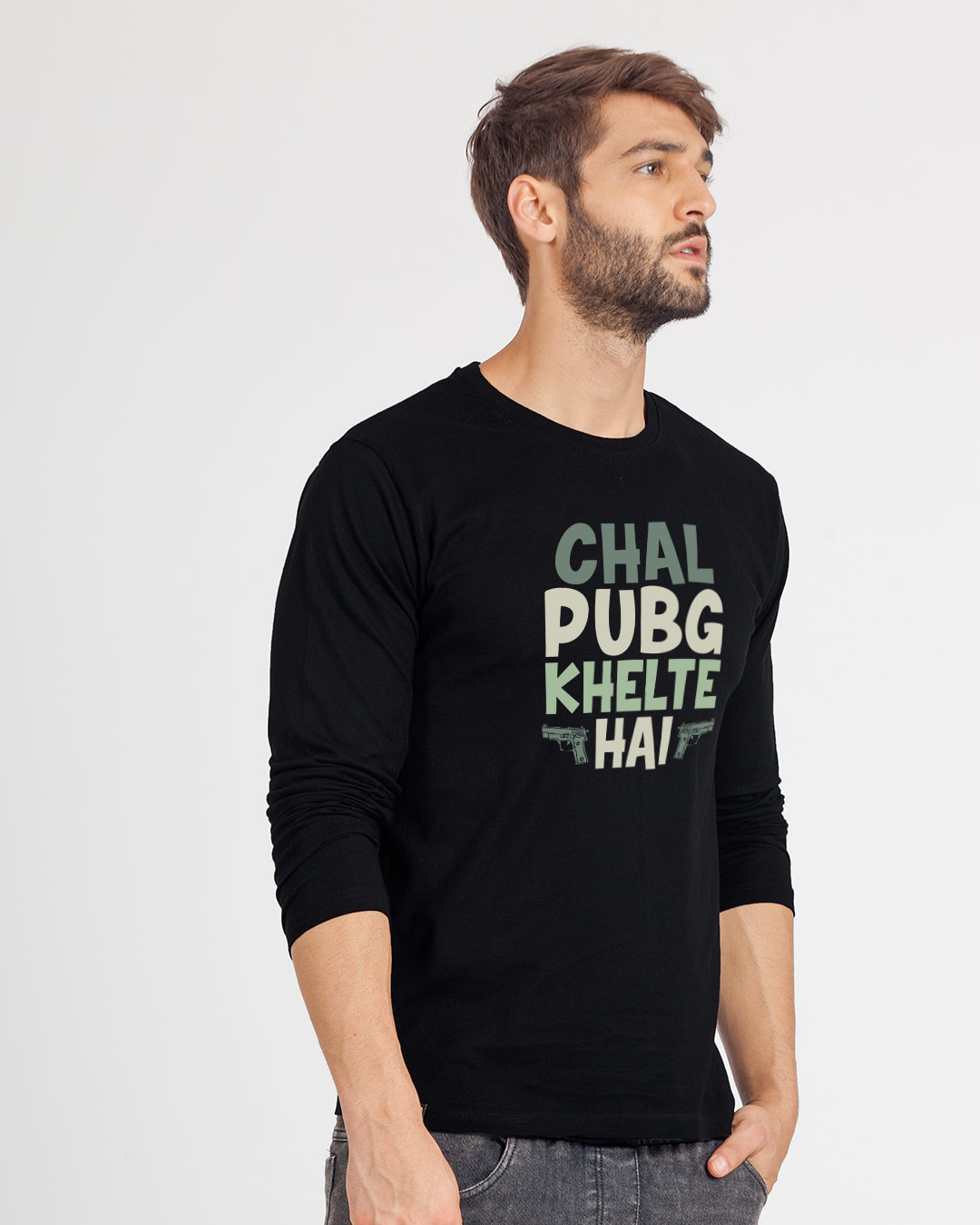 Shop Chal Pubg Khelte Hai Full Sleeve T-Shirt-Back