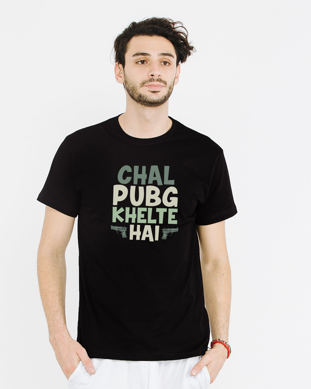 Shop Chal Pubg Khelte Hai Half Sleeve T-Shirt-Back