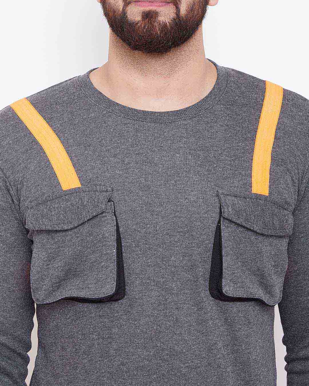 Shop Charcoal Chest Pocket Taped Men's Sweatshirt-Back