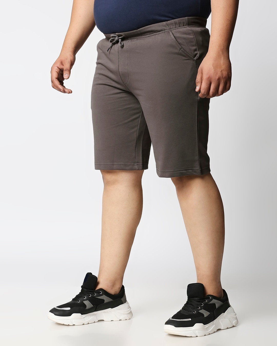 Shop Charcoal Grey Plus Size Casual Shorts-Back