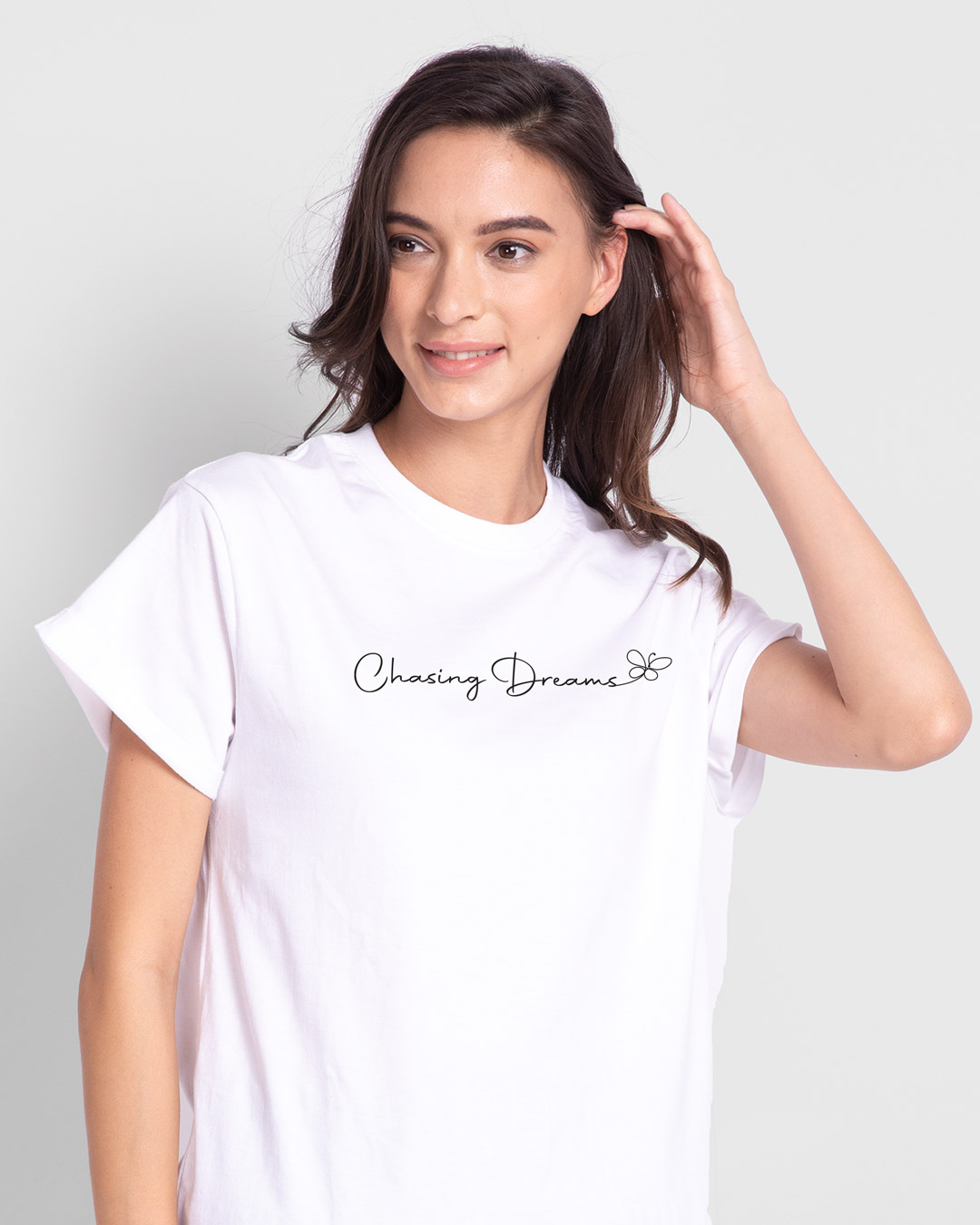 Shop Chasing Dream Boyfriend T-Shirt White-Back