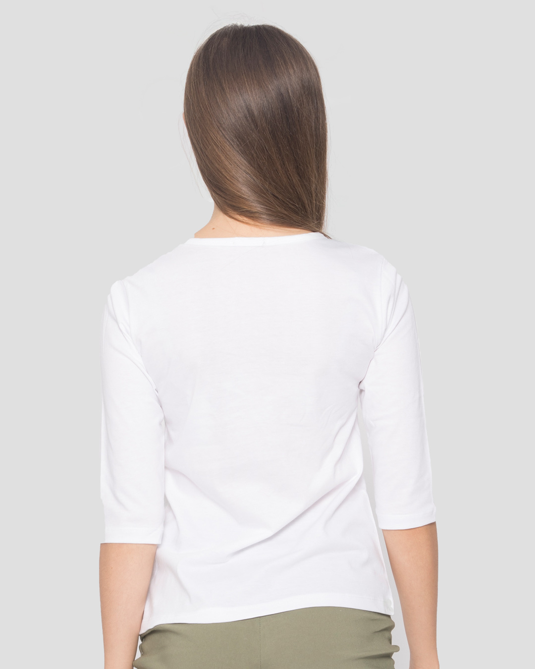 Shop Chasing Dream Round Neck 3/4 Sleeve T-Shirt White-Back