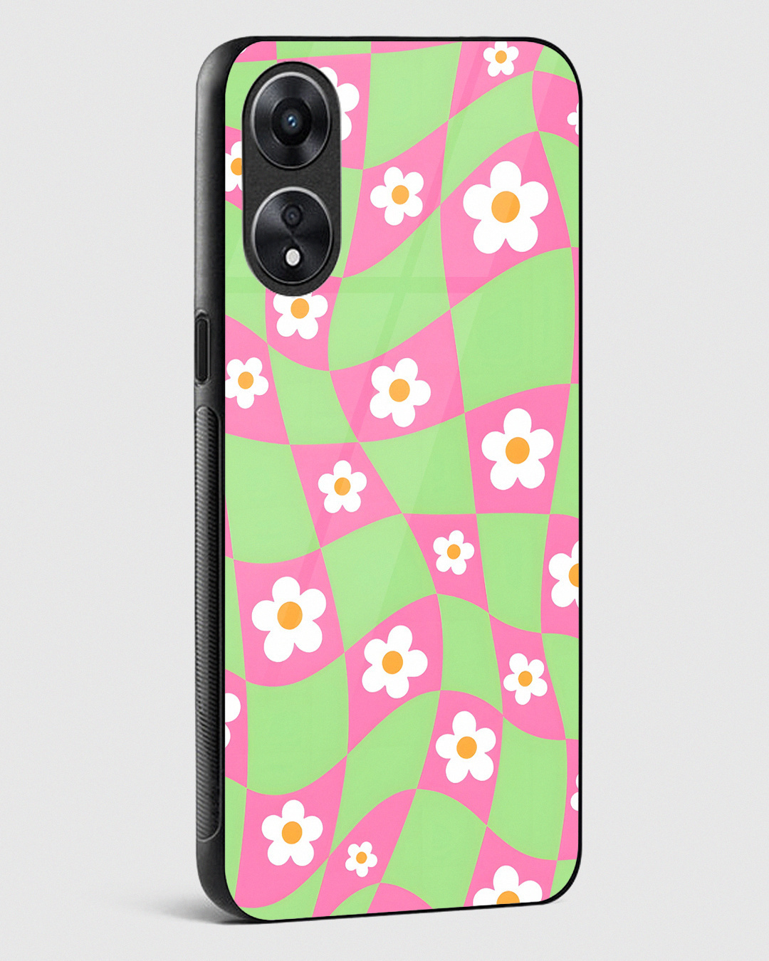 Shop Checkered Charm Premium Glass Case for Oppo A78 5G-Back