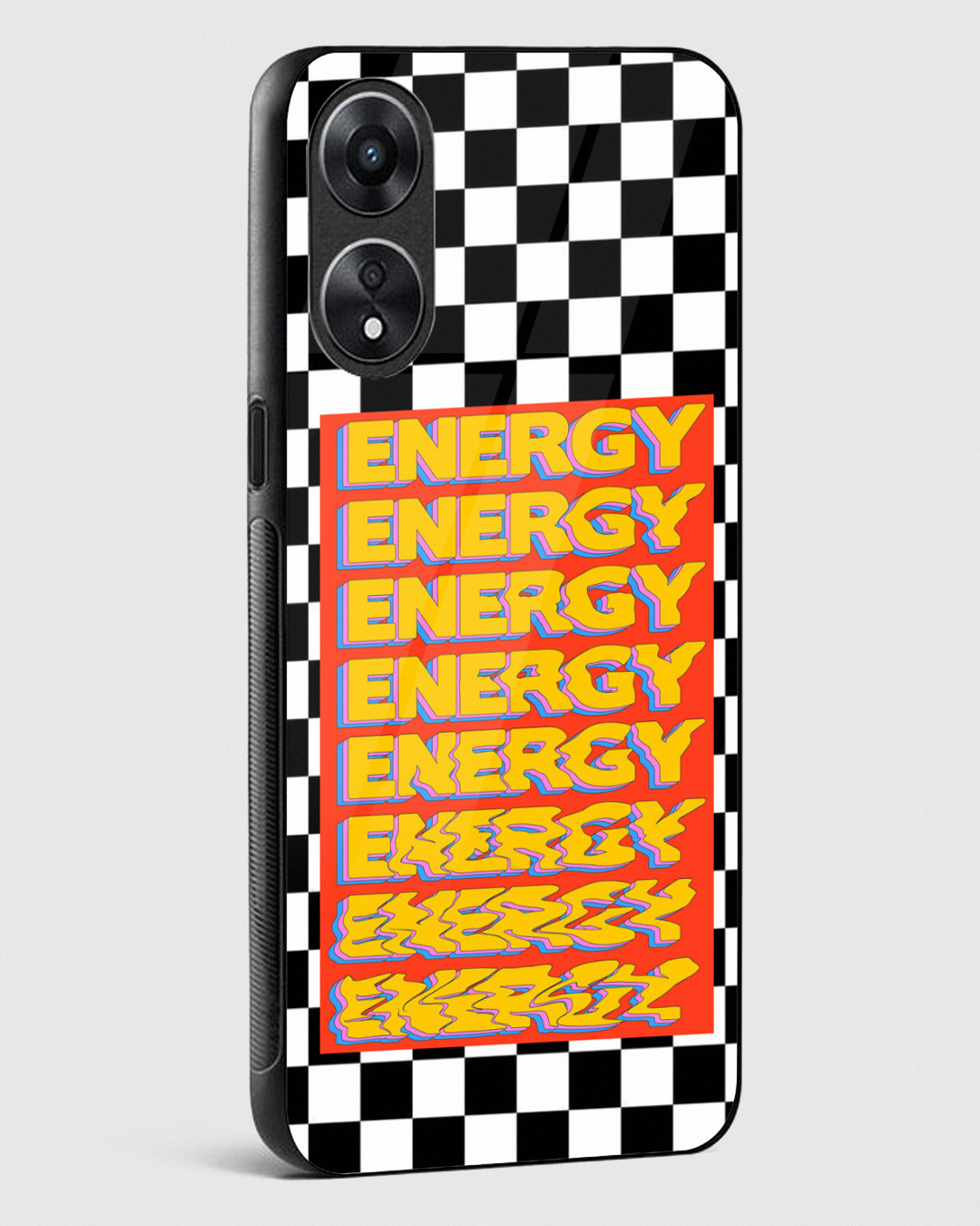 Shop Checkered Energy Premium Glass Case for Oppo A78 5G-Back