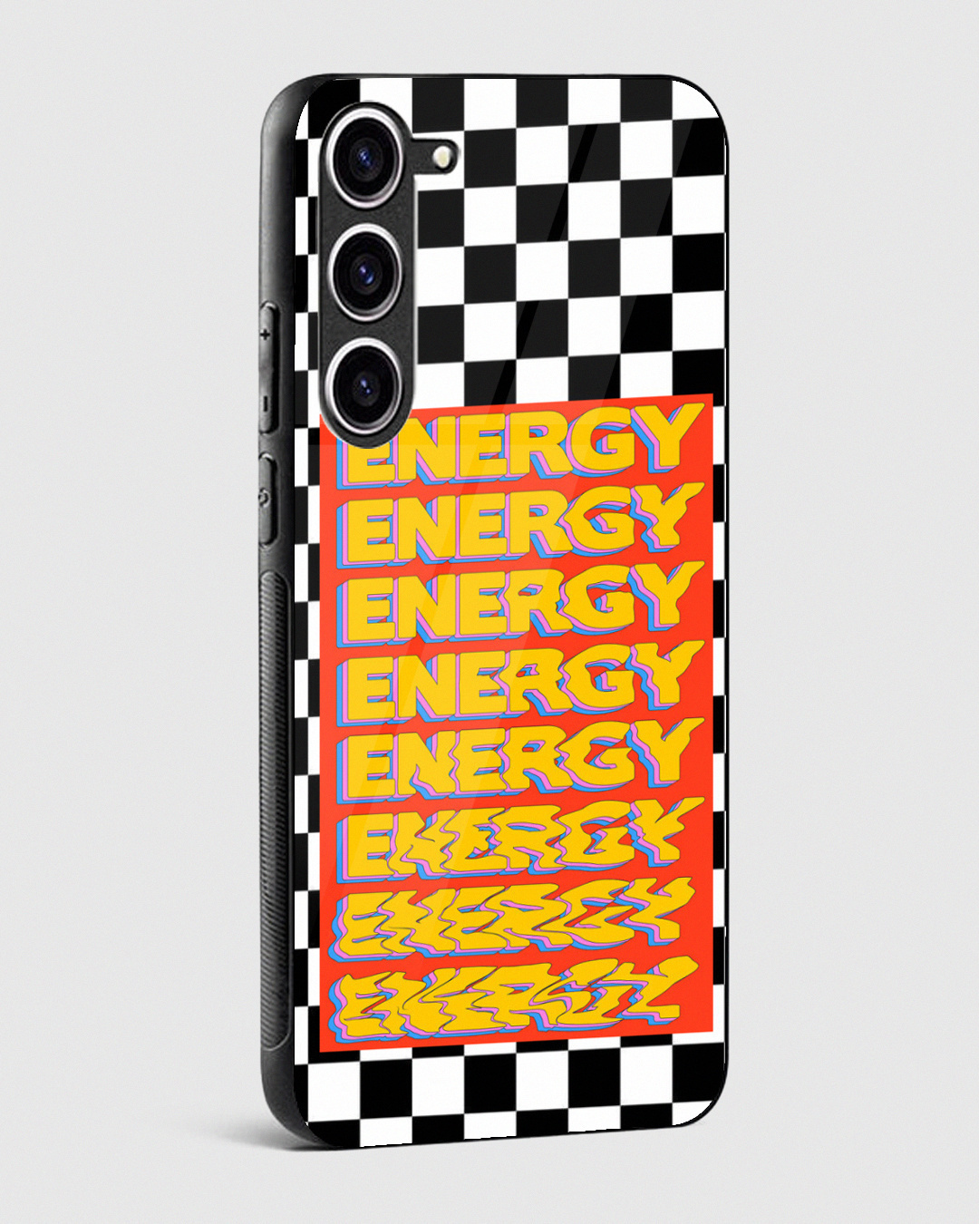 Shop Checkered Energy Premium Glass Case for Samsung Galaxy S23 5G-Back