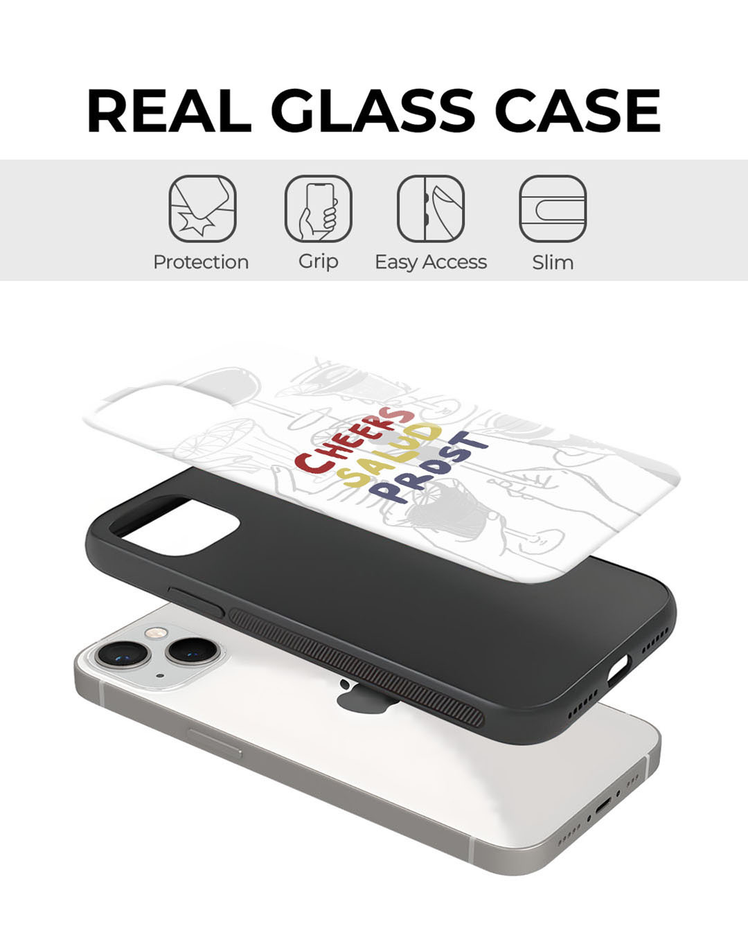 Shop Cheers Salud Prost Premium Glass Cover for Apple iPhone 11-Back