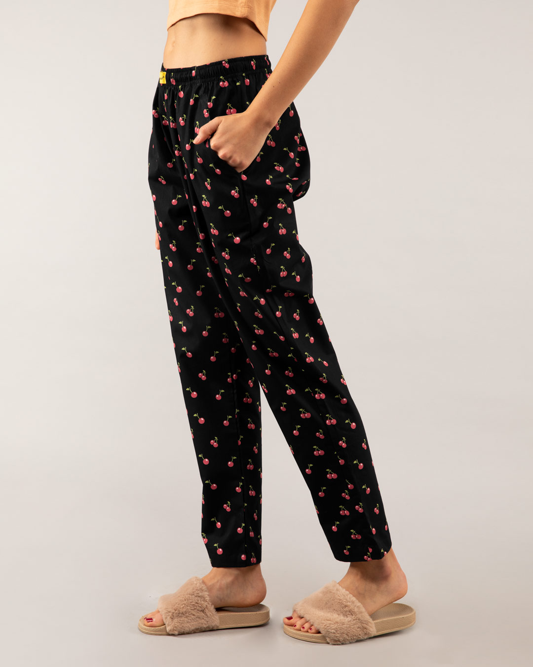 Shop Women's Black Cherry Crush All Over Printed Pyjamas-Back