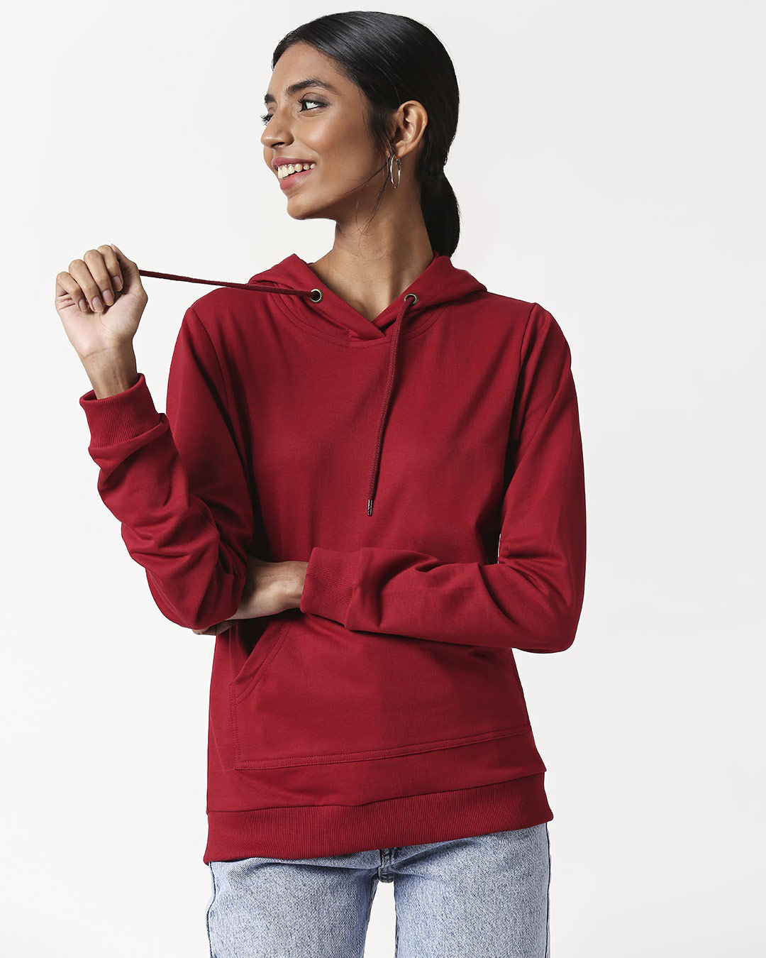 Shop Cherry Red Basic Hoodie-Back