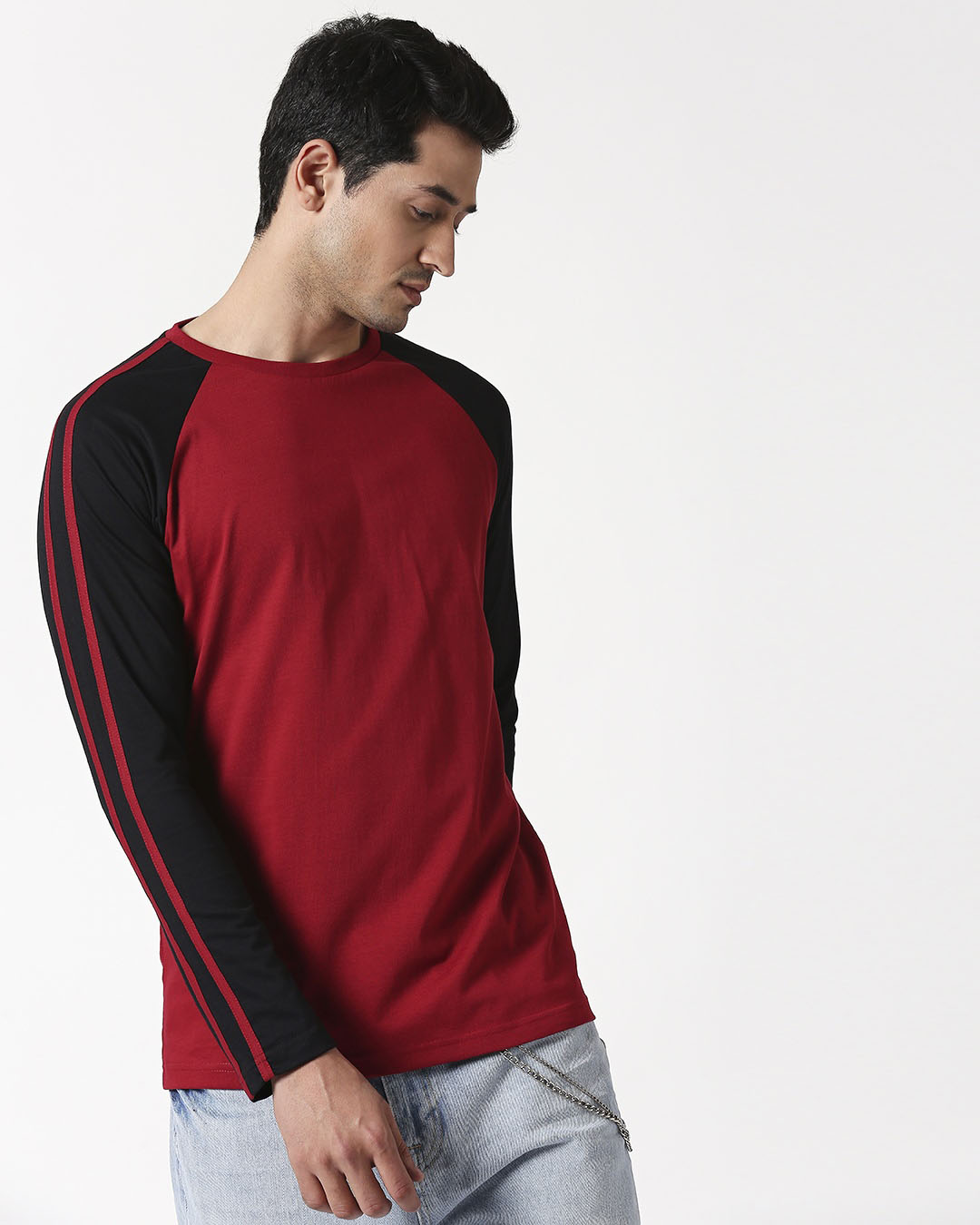 Shop Cherry Red Full Sleeeve Raglan T-Shirt-Back