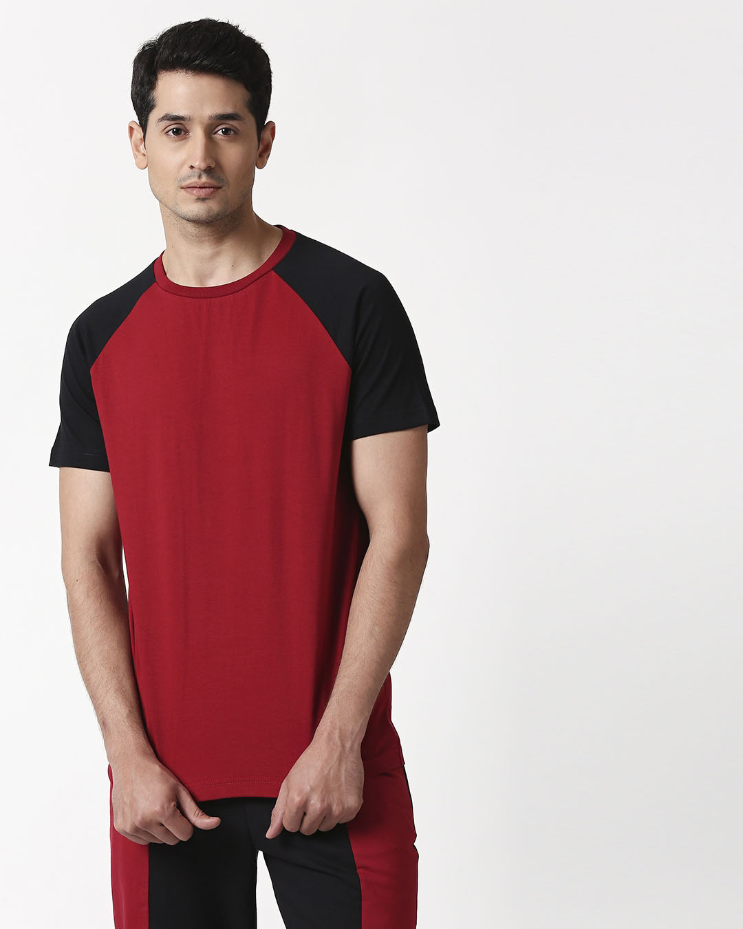 Shop Cherry Red Half Sleeve Raglan T-Shirt-Back