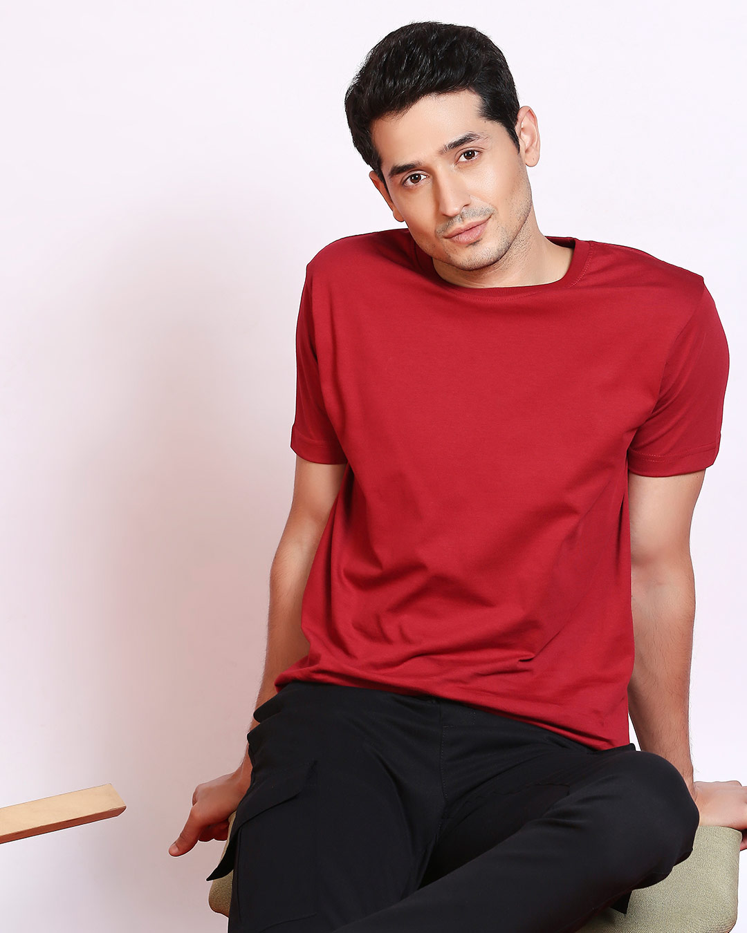 

Cherry Red Half Sleeve T-Shirt Men' Plain T-Shirts Bewakoof.com