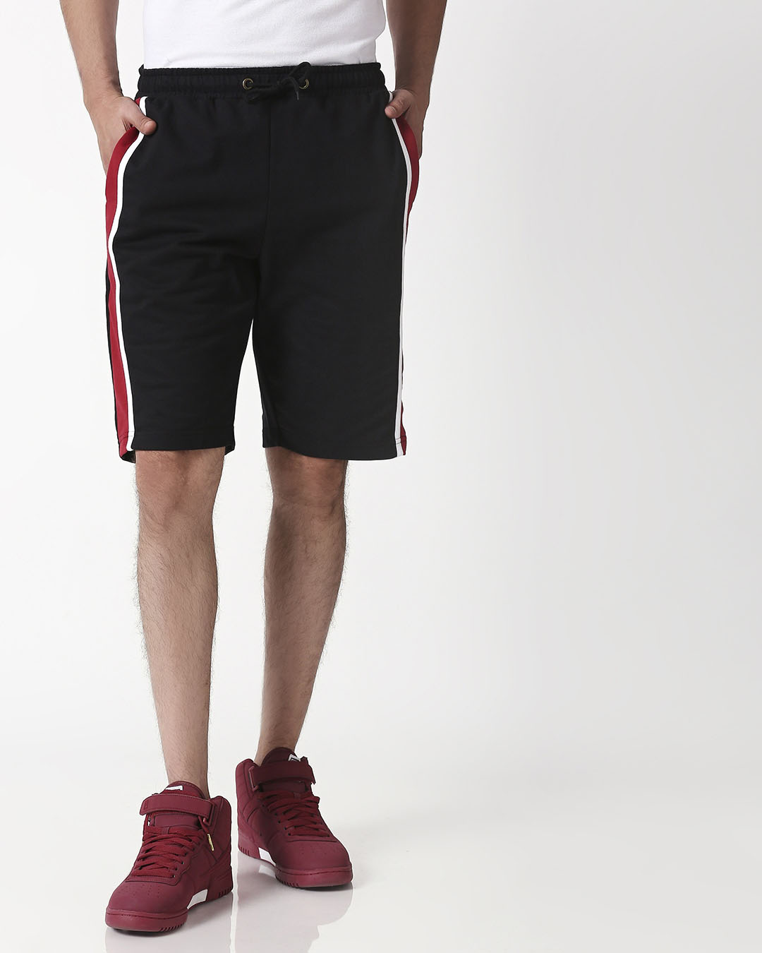 Shop Cherry Red Side Panel Shorts-Back