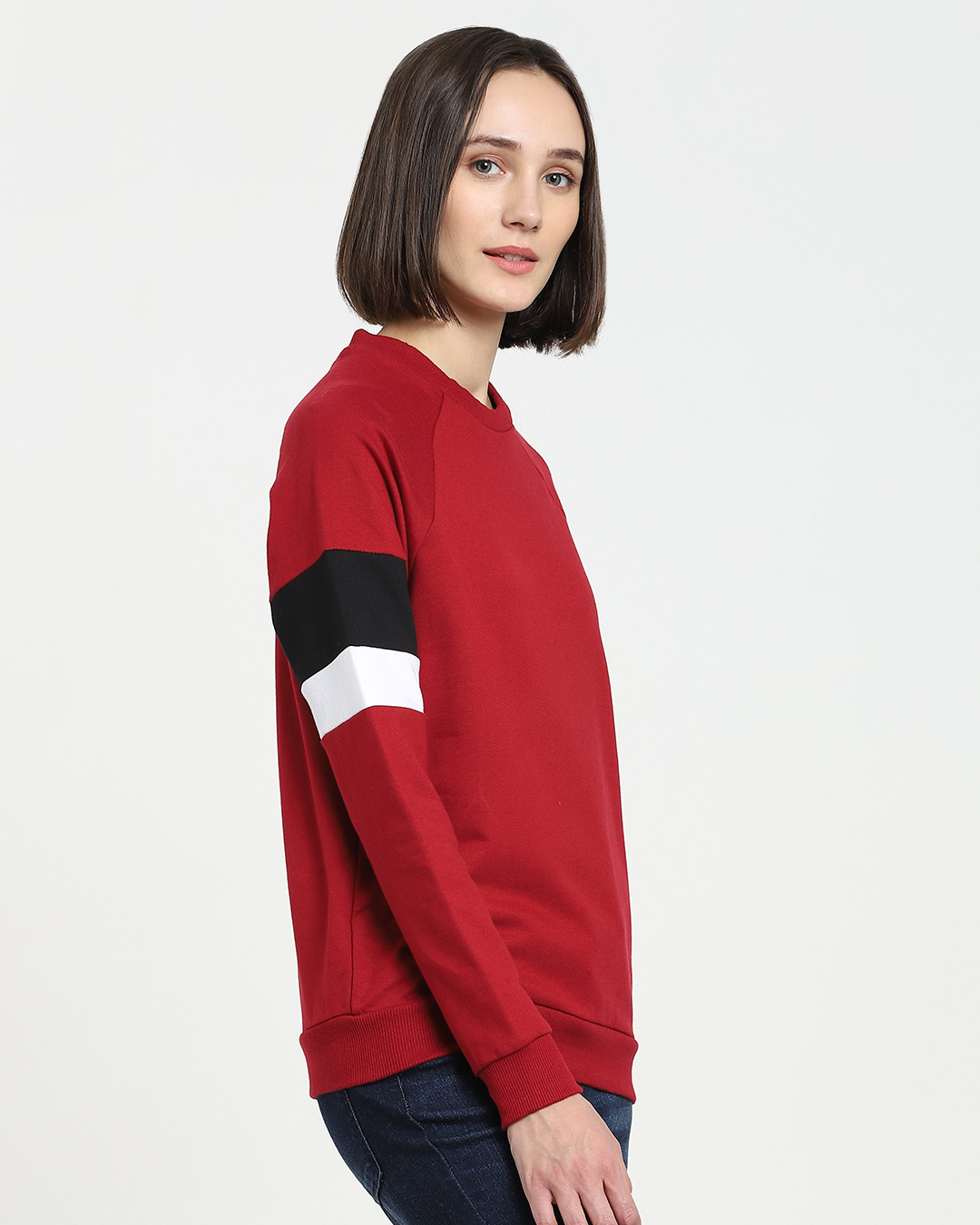 Shop Women's Cherry Red Color Block Sweater-Back