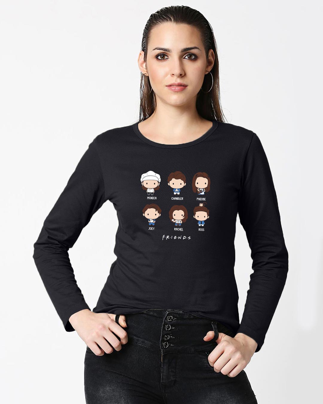 Shop Chibi Friends (FRL) Printed Full Sleeve T-shirt-Back