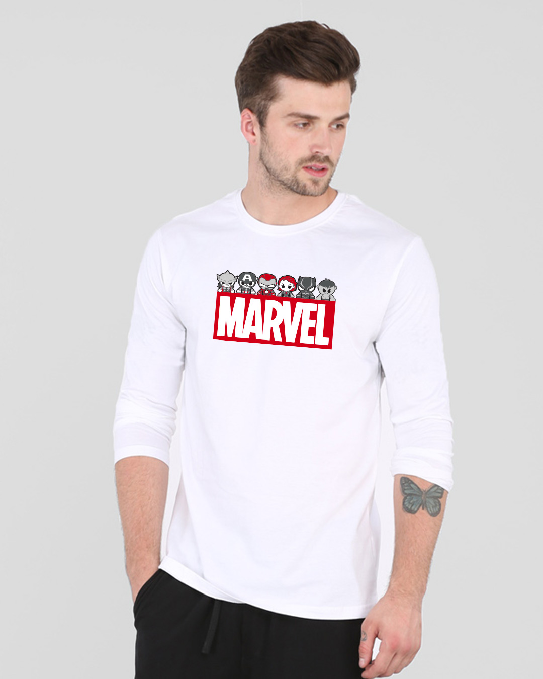 Shop Chibi Marvel Men's Printed Full Sleeve T-Shirt-Back