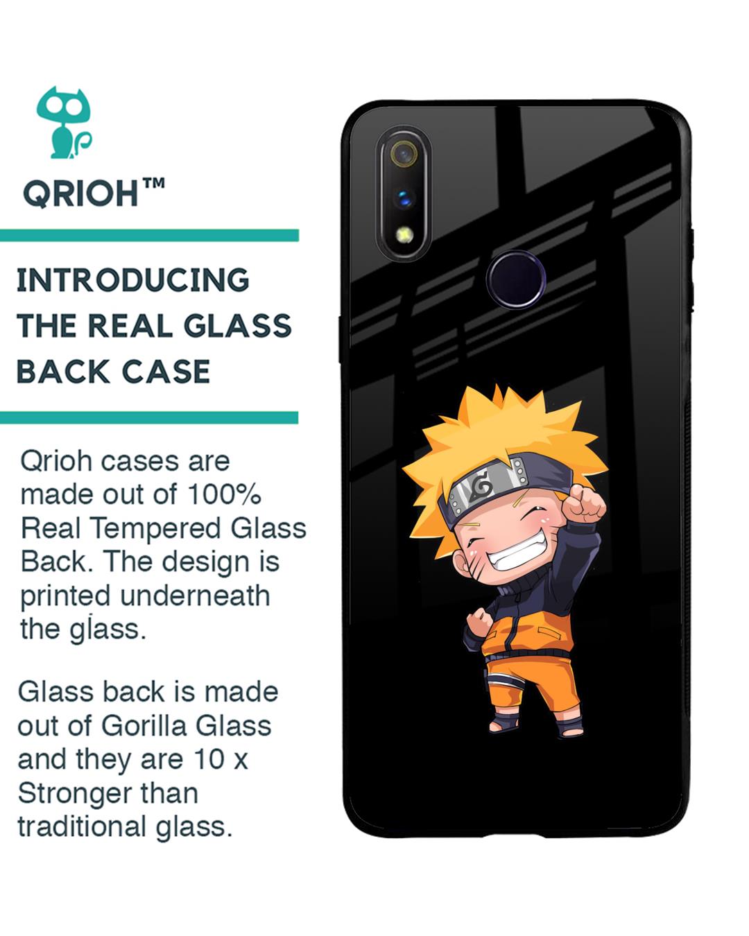 Shop Chibi Naruto Premium Glass Case for Realme 3 Pro (Shock Proof, Scratch Resistant)-Back
