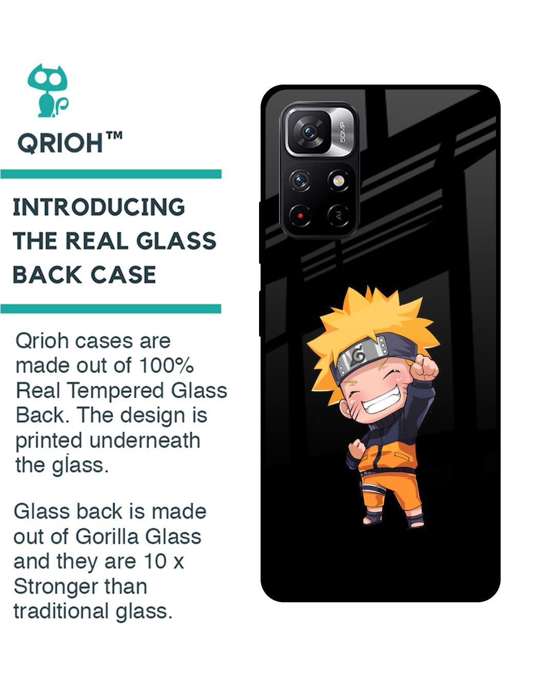 Shop Chibi Naruto Premium Glass Case for Redmi Note 11T 5G (Shock Proof,Scratch Resistant)-Back