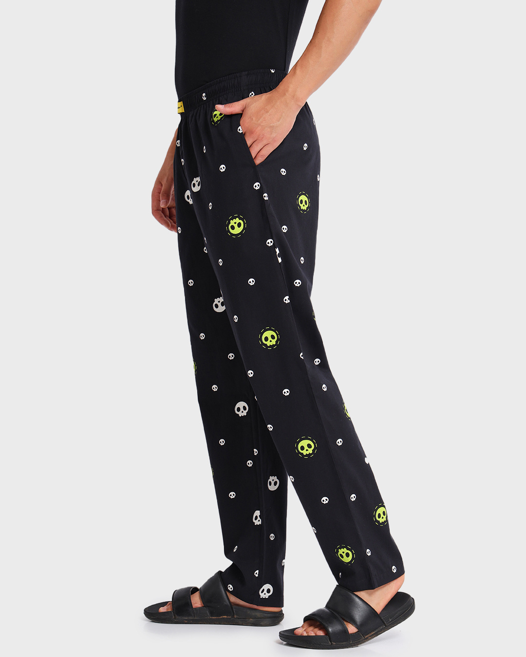 Shop Men's Black Chibi Skulls All Over Printed Pyjamas-Back