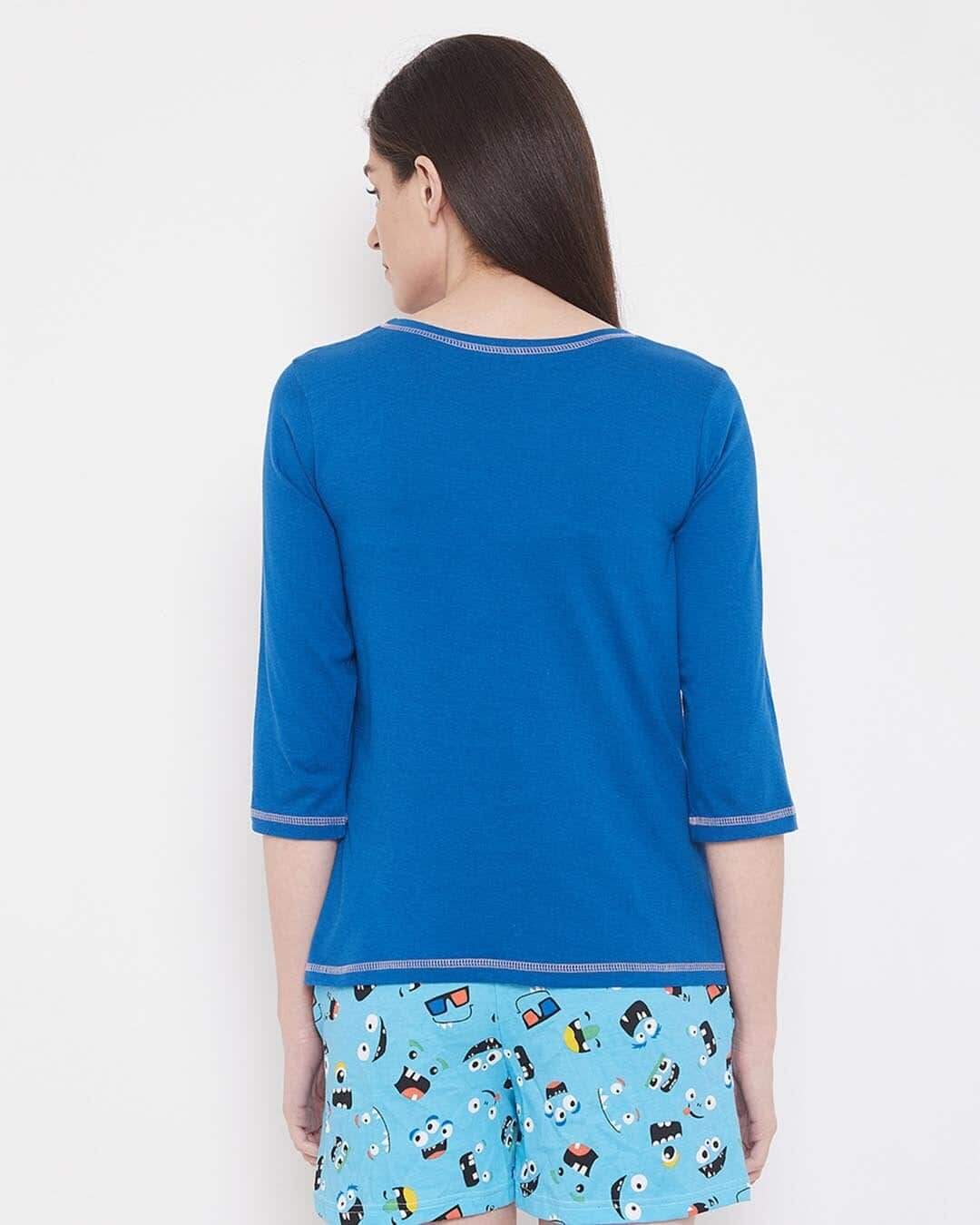 Shop Chic Basic Top In Blue 100% Cotton-Back
