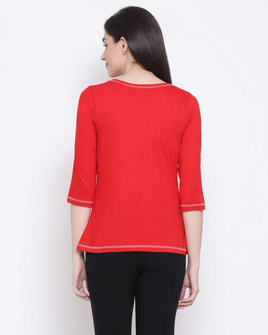 Shop Chic Basic Top In Red 100% Cotton-Back
