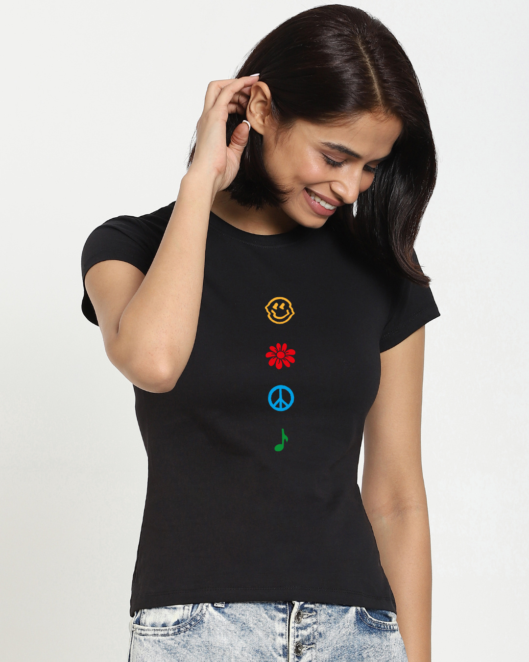Shop Women's Black Chill Pop Graphic Printed T-shirt-Back