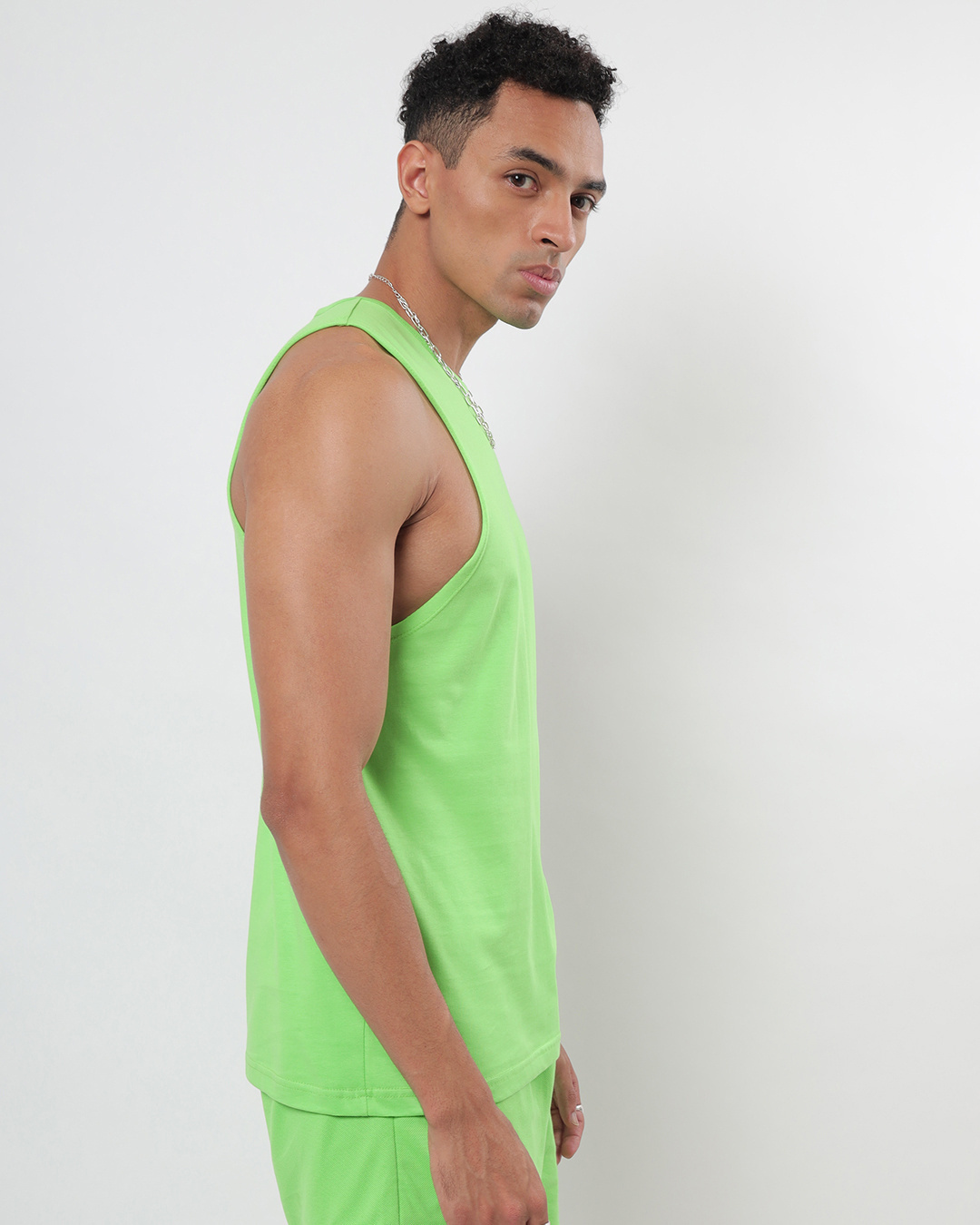 Shop Men's Chilled Out Green Deep Armhole Oversized Vest-Back