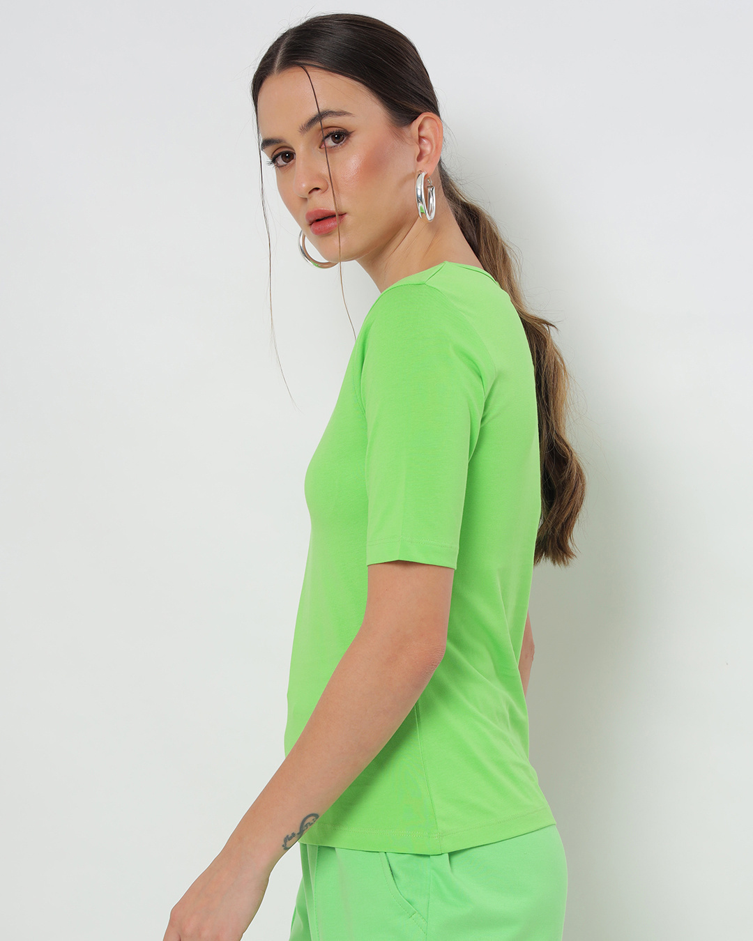 Shop Chilled Out Green Elbow Sleeve T-shirt-Back