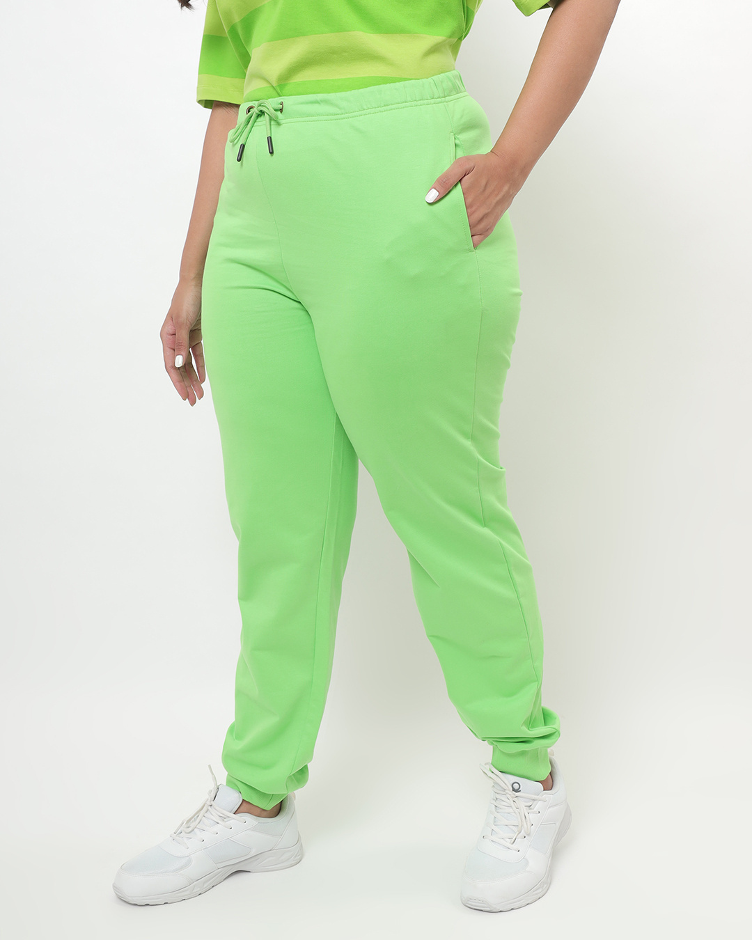 Shop Chilled Out Green Plus Size Joggers-Back