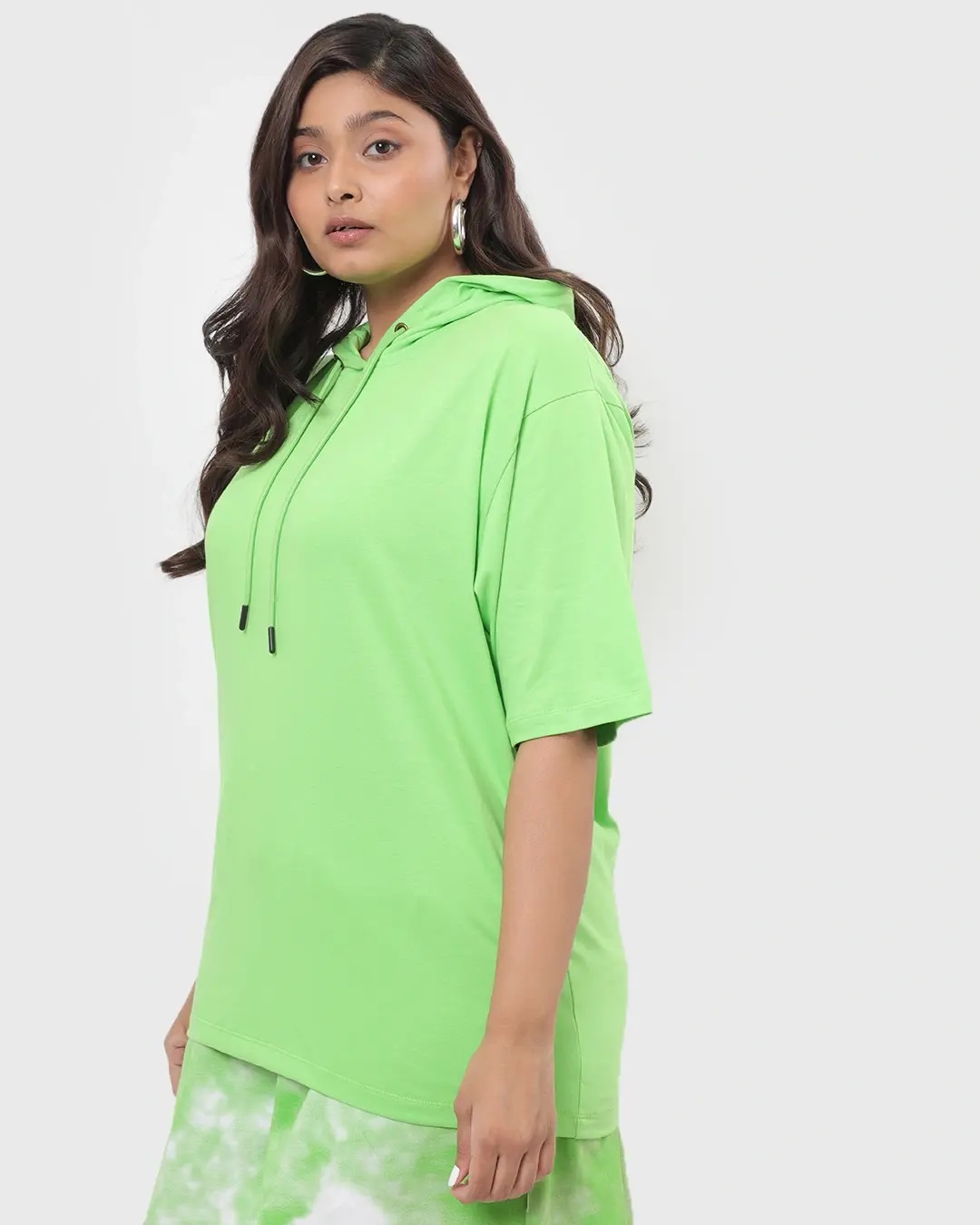 Shop Chilled Out Green Plus Size Oversized Hoodie T-shirt-Back